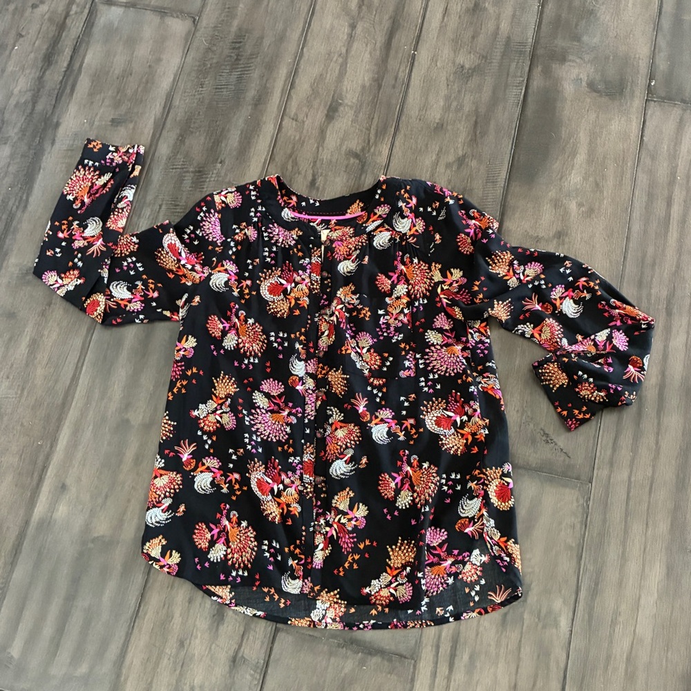 Anthropologie 28 of 52 Conversations Whimsical Bird and Floral Top - Size 6 - Picture 10 of 16